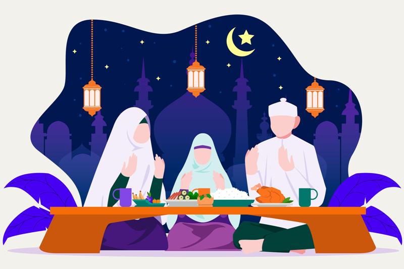 Ilustrasi sahur di bulan Ramadan.