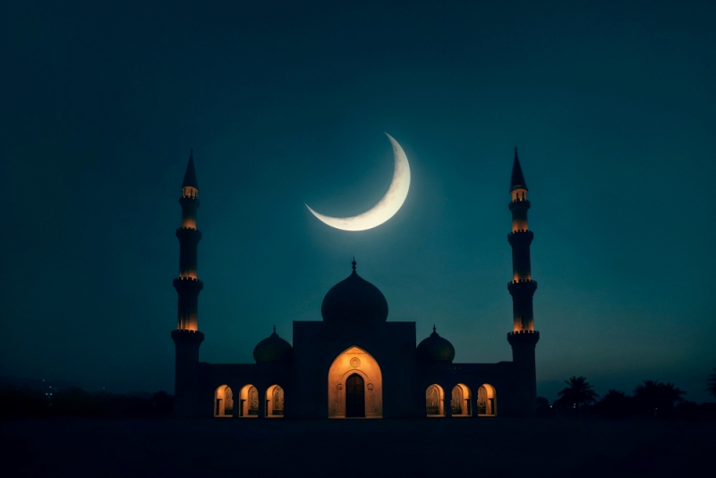 Ilustrasi hilal ramadan.