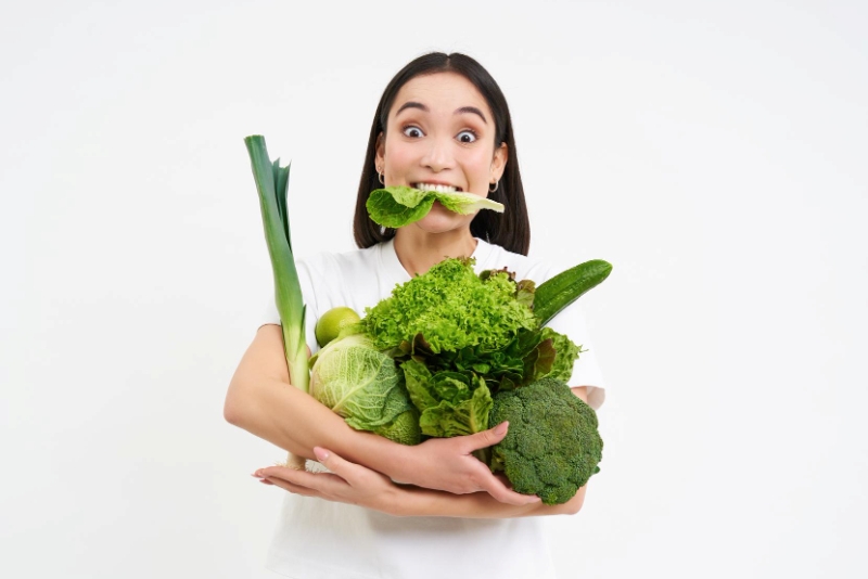 Ilustrasi gemar memakan sayuran.