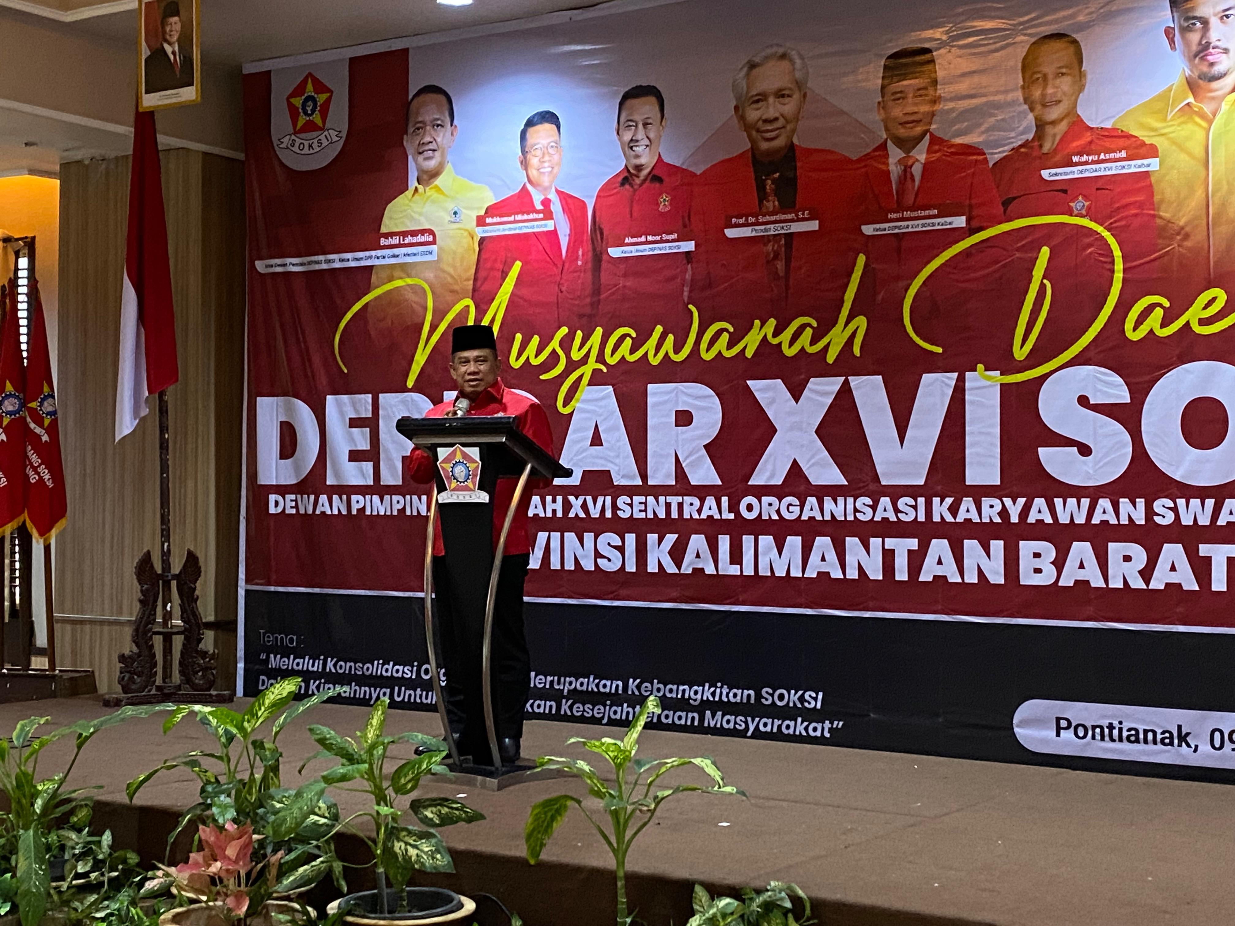 Heri Mustamin saat terpilih sebagai Ketua Depidar SOKSI Kalbar 2025-2030 dalam Musda XVI di Hotel Orchardz Pontianak.