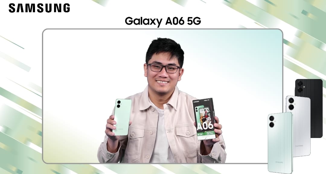 Ricky Bunardi, MX Product Marketing Senior Manager, Samsung Electronics Indonesia saat memamerkan Galaxy A06 5G.