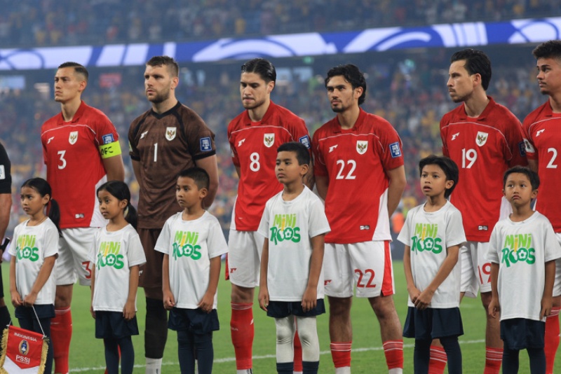 Pemain Timnas Indonesia jelang laga melawan Australia pada Kamis (20/3) lalu.