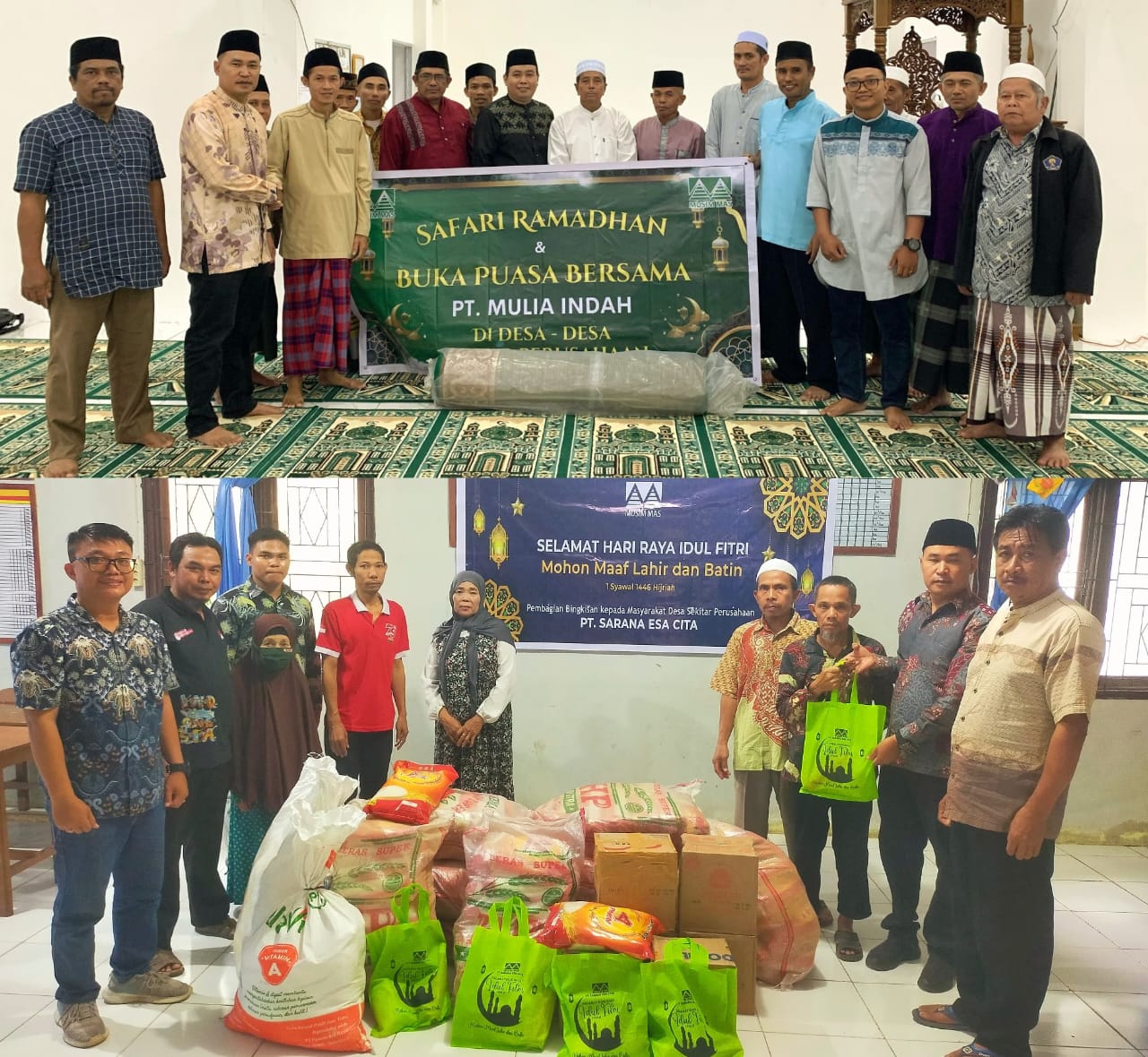 PT SEC dan PT MI salurkan bantuan serta bagikan 900 paket lebaran ke masyarakat.