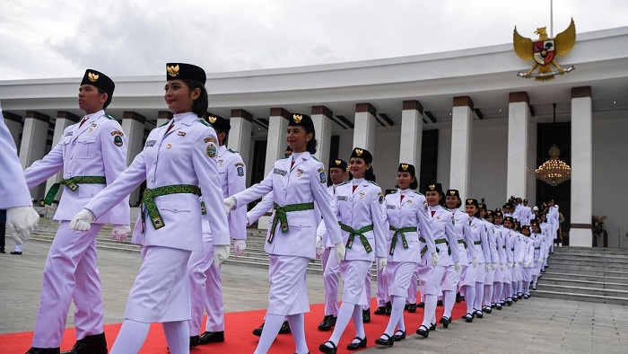 PASKIBRAKA: Anggota Pasukan Pengibar Bendera (Paskibraka) yang bertugas di Ibu Kota Negara (IKN) Nusantara, tahun lalu.