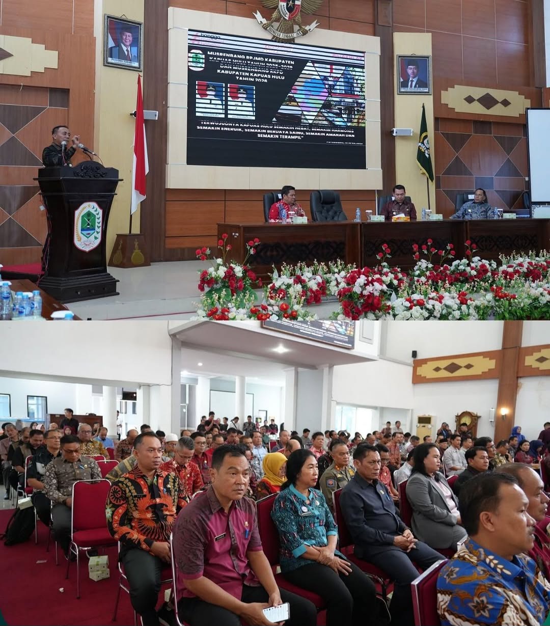 ARAHAN: Krisantus Kurniawan memberikan arahan dalam Musrenbang RPJMD Kabupaten Kapuas Hulu tahun 2025&ndash;2029 serta Musrenbang RKPD tahun 2026, yang digelar di ruang sidang DPRD Kabupaten Kapuas Hulu.