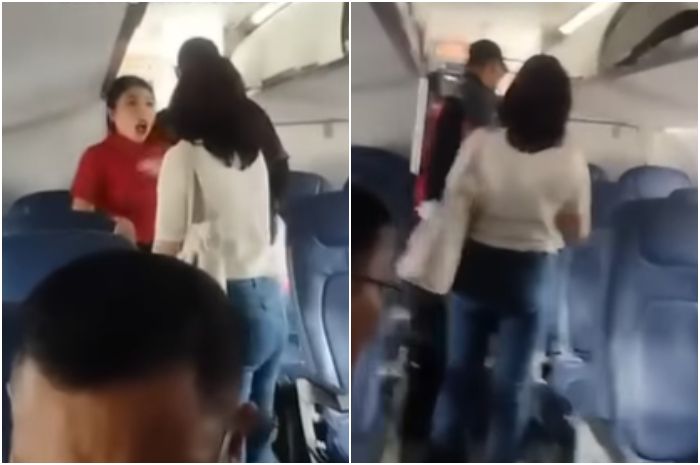 tangkapan layar video viral anggota DPRD Sumut mencekik leher pramugari.