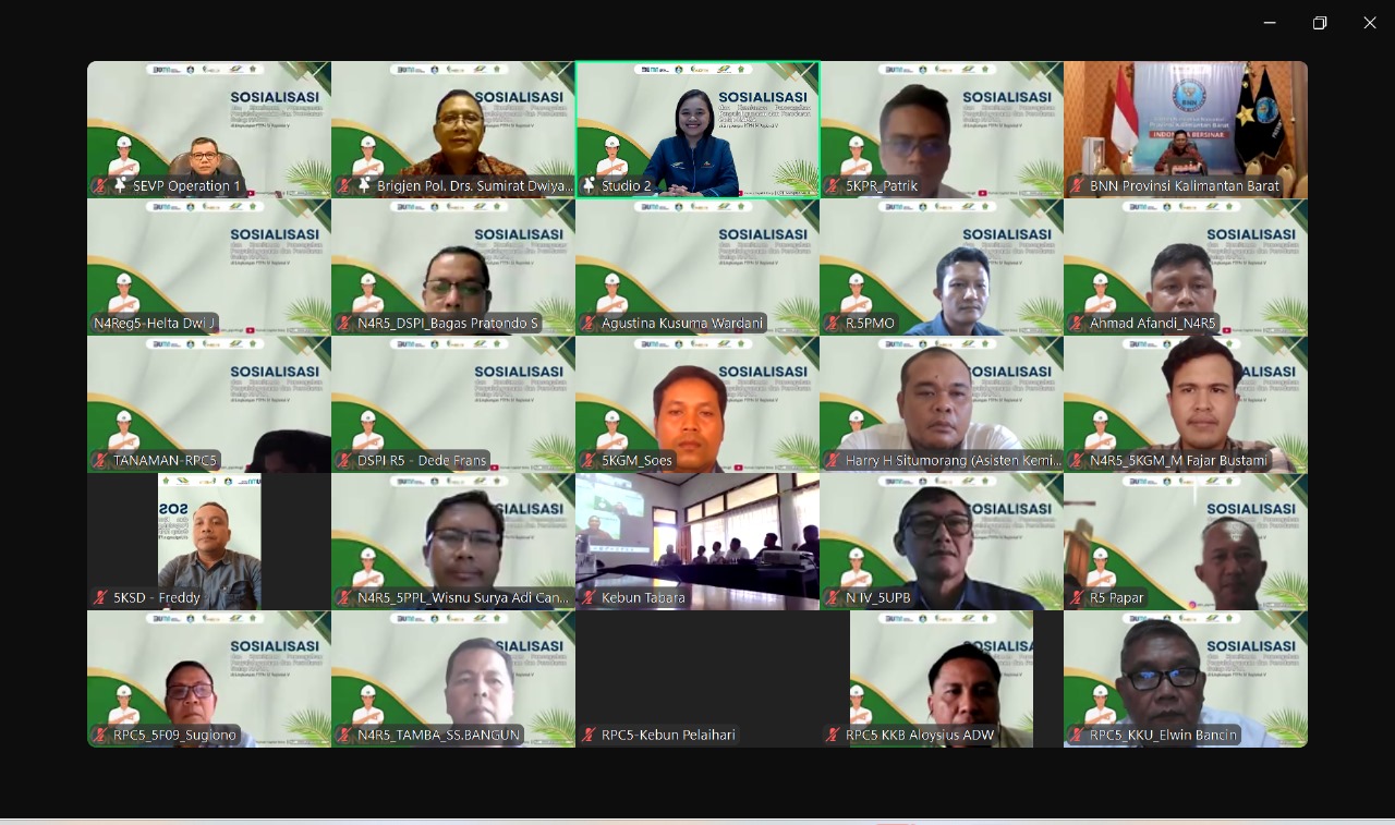 SOSIALISASI : Kegiatan sosialisasi dan komitmen Penyalahgunaan dan Peredaran Gelap Narkotika, Psikotropika dan Zat Adiktif yang digelar secara hybrid, Selasa (22/4).