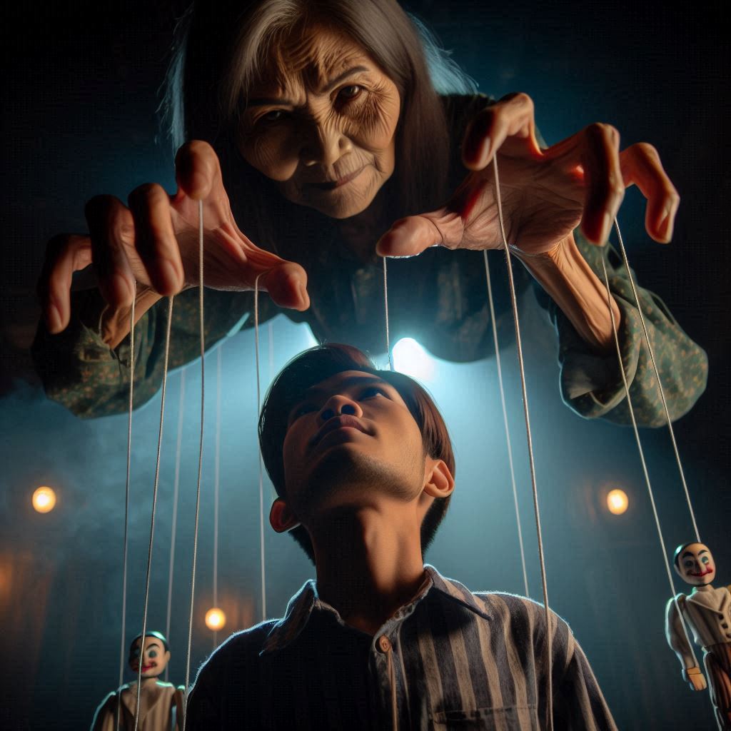 Ilustrasi pria yang dipengaruhi ibunya.