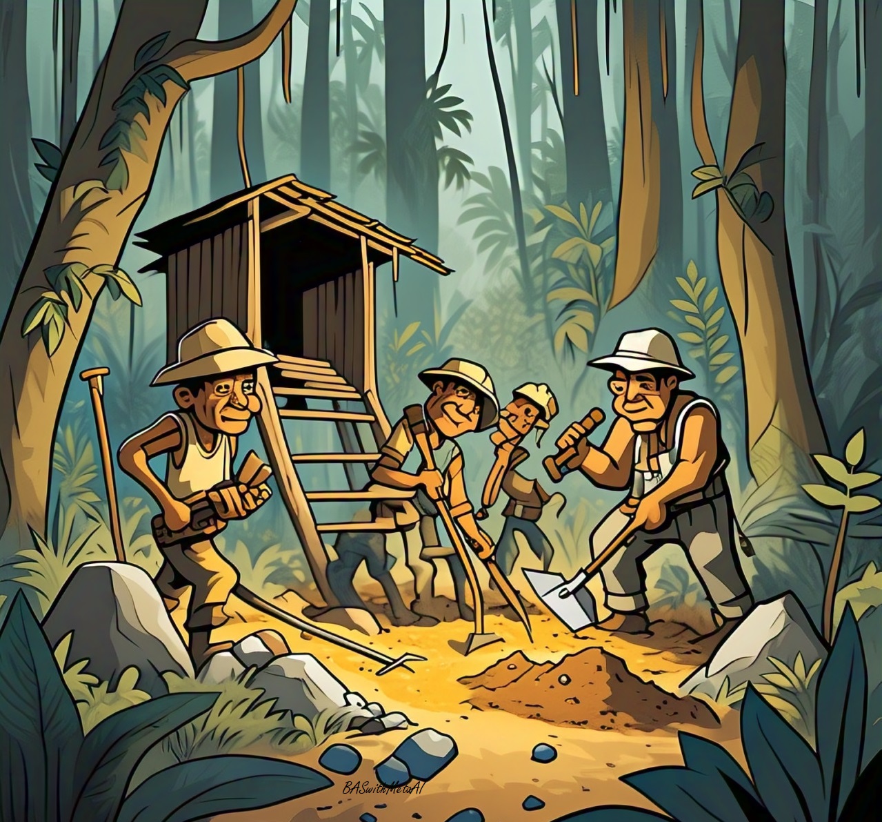 PETI : Ilustrasi aktivitas penambangan emas tanpa izin (PETI)