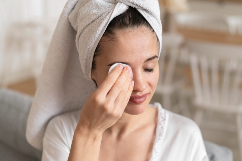 Ilustrasi mengompres mata dengan air dingin untuk menghilangkan sensasi gatal dan perih.