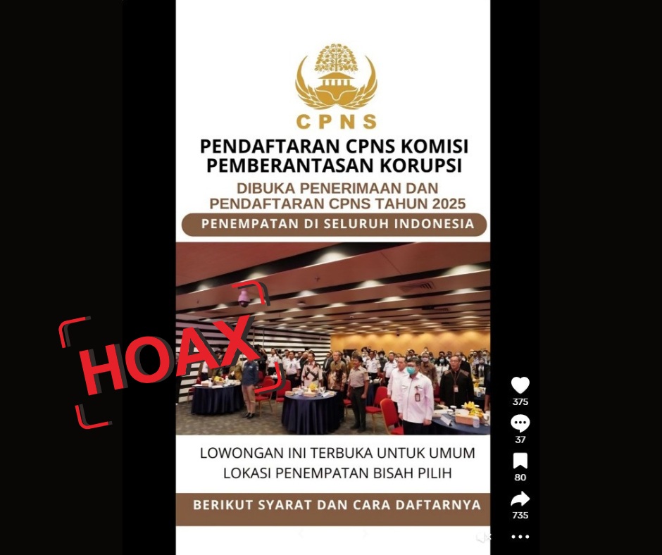 Unggahan yang menyebutkan Penerimaan CPNS KPK 2025.