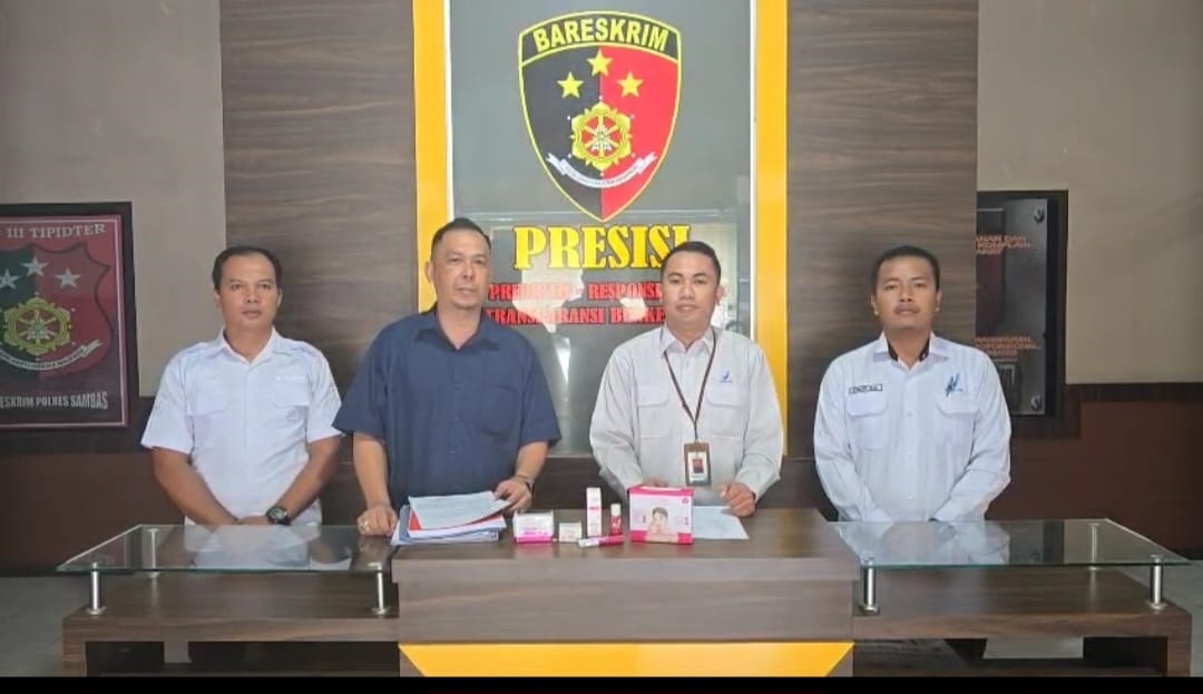 UJI LABORATORIUM: Reskrim Polres Sambas menerima hasil uji laboratorium dari Loka BPOM Kabupaten Sambas.