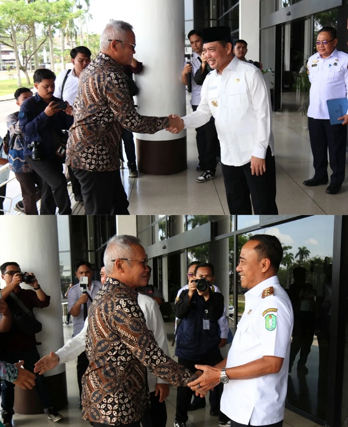 KUNKER: Gubernur dan Wakil Gubernur Kalbar saat menyambut kunjungan anggota Komisi II DPR RI dalam rangka mendukung tata kelola BUMD dan pertanahan yang lebih baik di Kalbar.