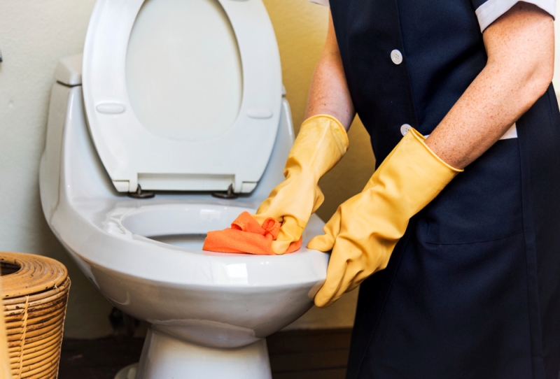 Ilustrasi membersihkan toilet.