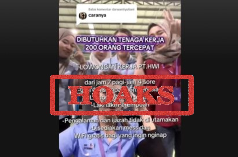 Tautan video yang menyebutkan bahwa PT Hwa Seung Indonesia (HWI) sedang membuka lowongan kerja adalah tidak benar, konten ini diindikasi kkonten palsu.