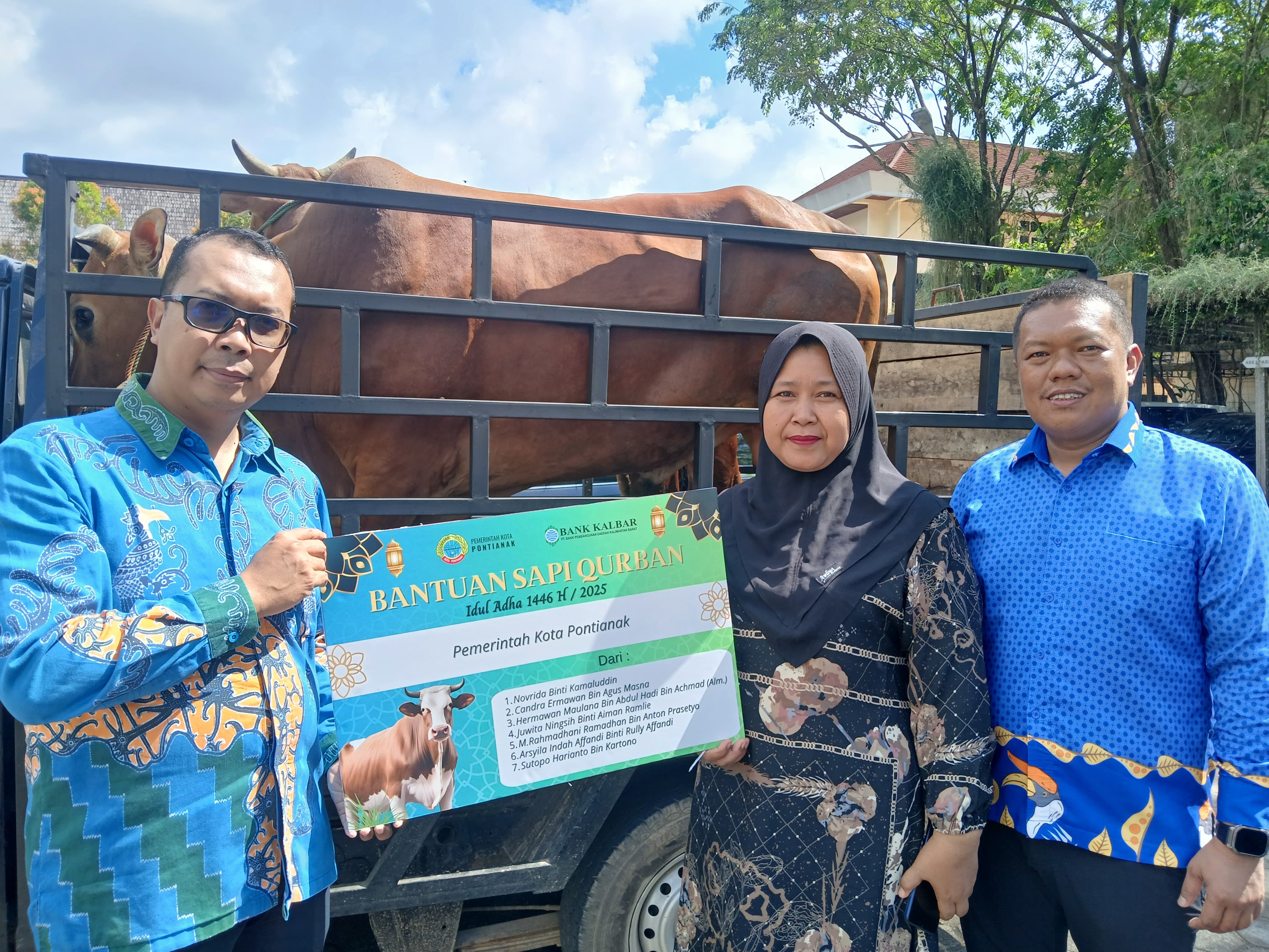 KURBAN : Salah satu hewan kurban Bank Kalbar yang diserahkan kepada penerima.