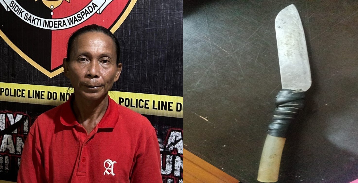 AMANKAN: Pelaku HG dan barang bukti pisau diamankan di Mapolres Mempawah.