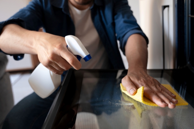 Ilustrasi membersihkan peralatan elektronik rumah tangga menggunakan cuka.