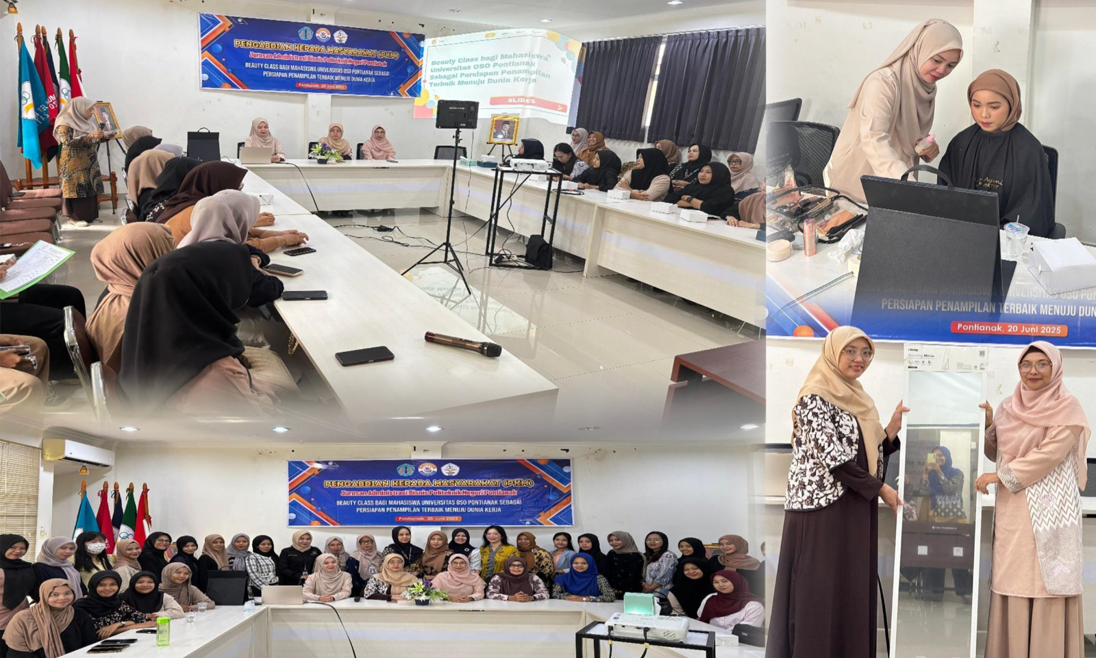 Tim PKM Jurusan Administrasi Bisnis Polnep memberikan short course beauty class bagi mahasiswi semester akhir Universitas OSO Pontianak.