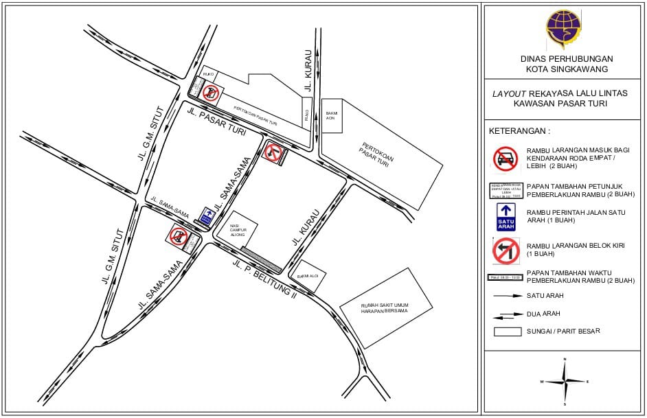 Rencana jalan satu arah Pasar Turi Singkawang.