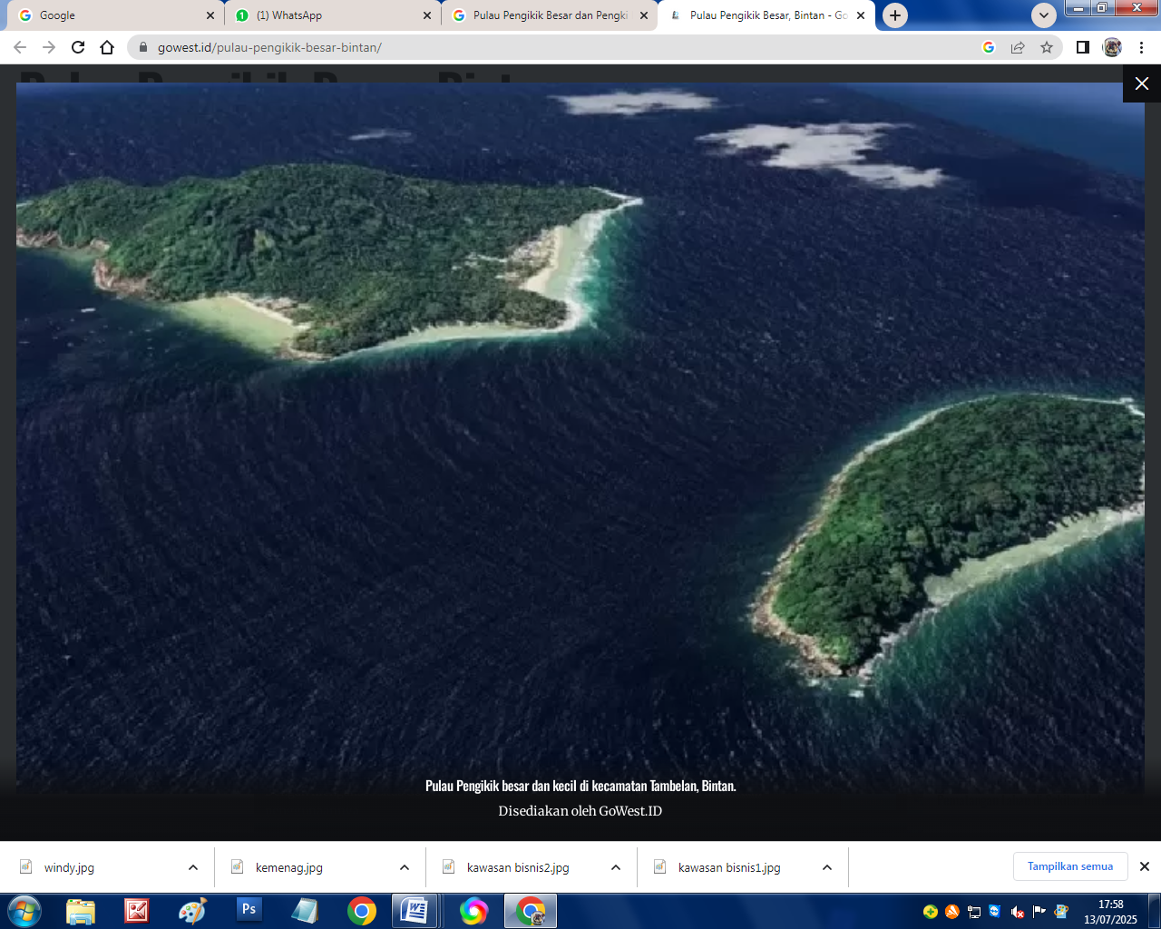 BERPOLEMIK: Pulau Pengeke Besar dan Pengeke Kecil kembali berpolemik status administratif. Pulau-pulau tersebut saat ini terdaftar sebagai bagian dari Provinsi Kepulauan Riau (Kepri).