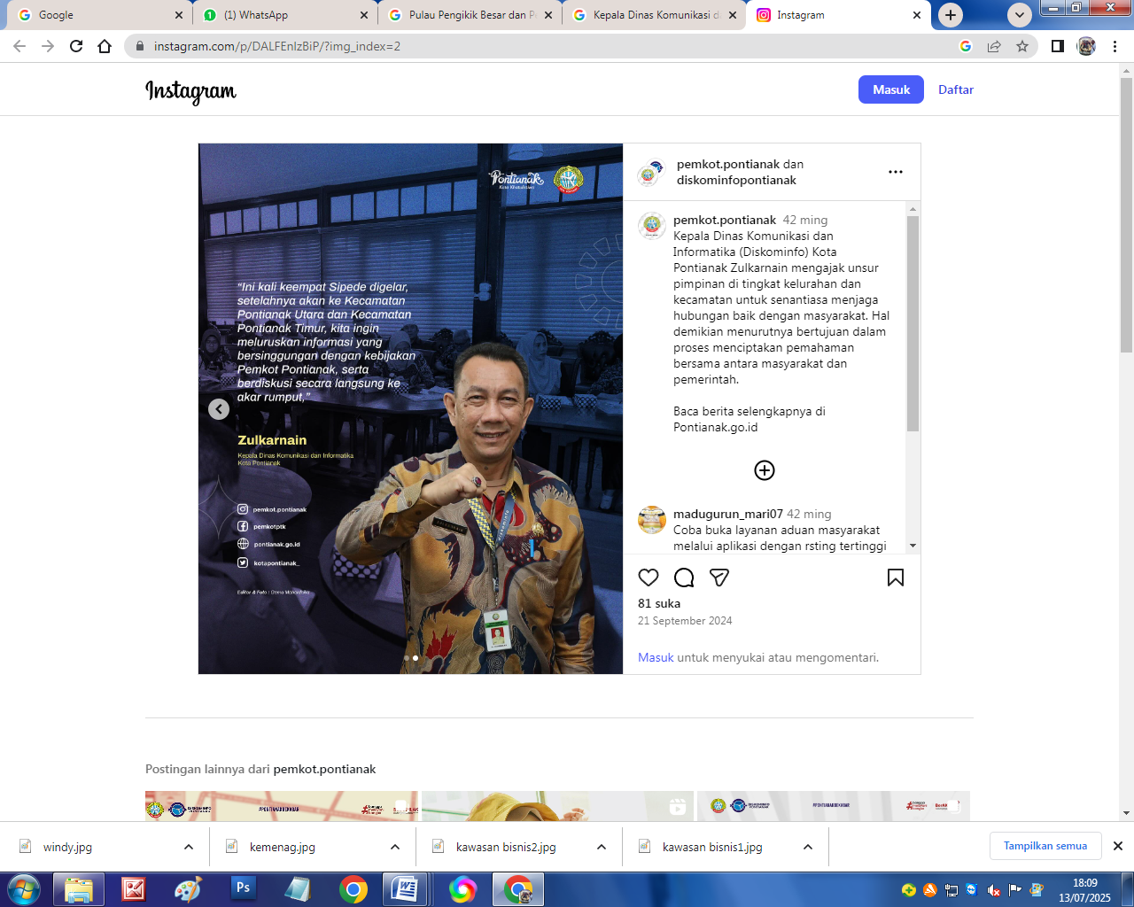 Kadiskominfo Pontianak, Zulkarnain