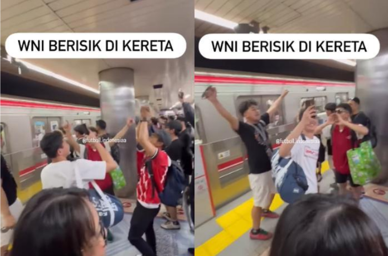 Tangkapan layar cuplikan video WNI yang diduga teriak-teriak di Stasiun Kereta Jepang.