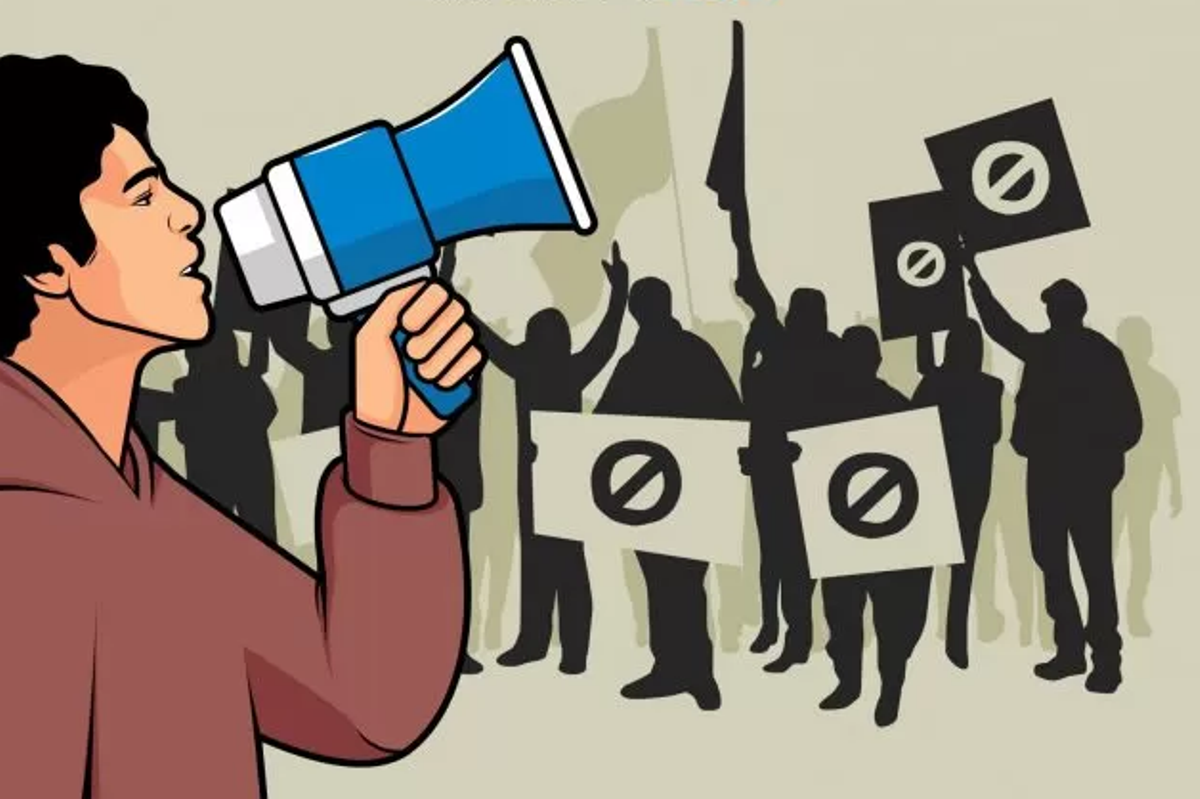 Ilustrasi warga protes.