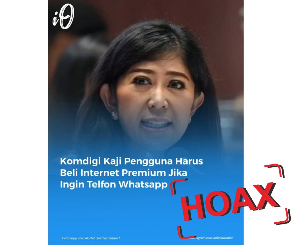 Unggahan berisi klaim &ldquo;Komdigi kaji pengguna harus beli internet premium untuk WhatsApp Call&rdquo; adalah konten menyesatkan.