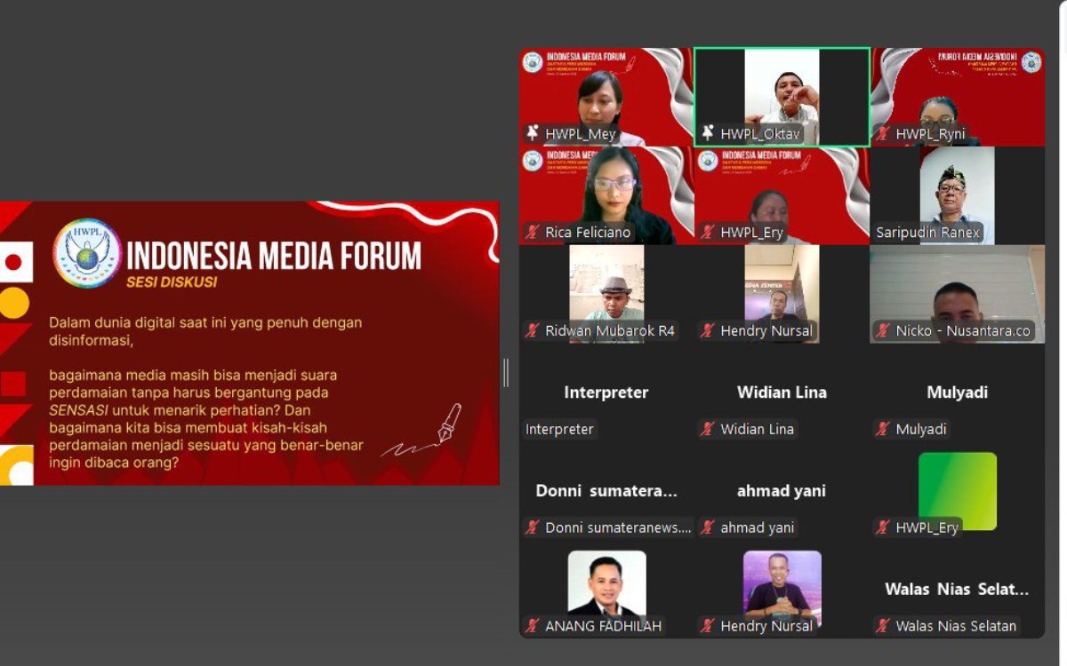 HWPL Indonesia Media Forum digelar secara daring pada Sabtu (23/8).