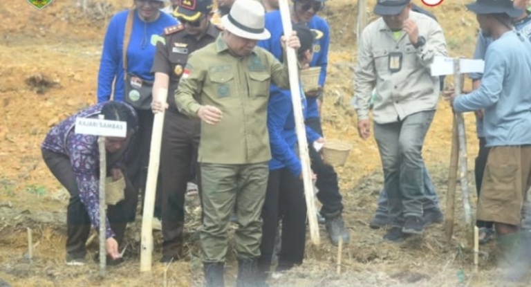 Bupati saat melakukan penanaman jagung serentak 1 hektare 1 desa se-Kecamatan Subah di lahan pertanian di Desa Sabung. 7 Agustus lalu.