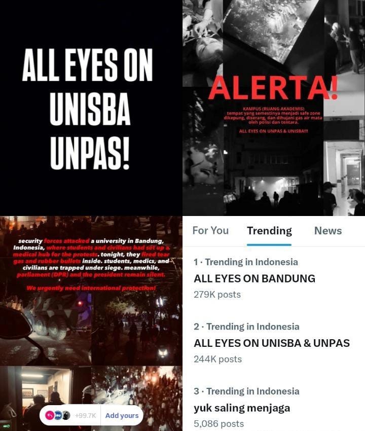 Tagar #AllEyesOnBandung, #AllEyesOnUnisba, dan #AllEyesOnUnpas.