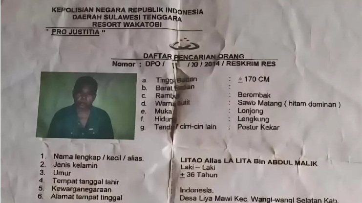 Anggota DPRD Wakatobi Litao ditetapkan tersangka kasus pembunuhan 11 tahun lalu usai lama buron dan masuk DPO.