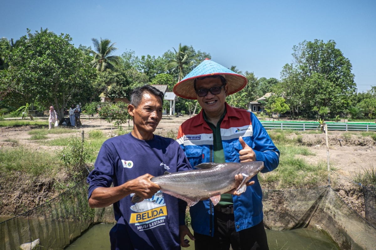 Kolam budidaya ikan belida yang menjadi lokasi konservasi Kilang Pertamina Internasional (KPI) bersama masyarakat setempat.