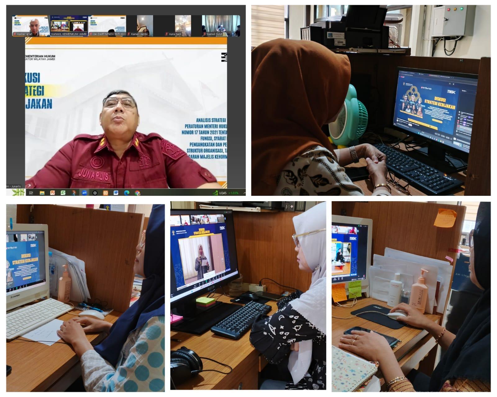 Kanwil Kemenkum Kalbar mengikuti Diskusi Strategi Implementasi Permenkumham Nomor 17 Tahun 2021 tentang Majelis Kehormatan Notaris secara daring pada Kamis (18/9).