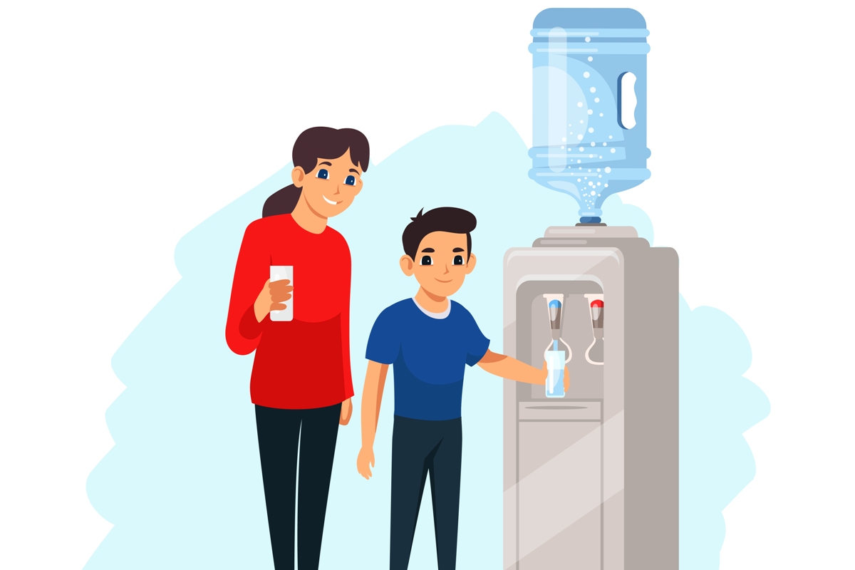 Ilustrasi dispenser bersih dan bebas bau tak sedap.