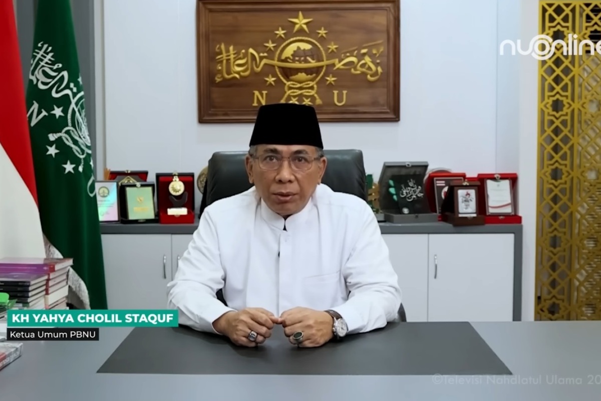 Tangkapan layar Ketua Umum PBNU KH Yahya Cholil Staquf memberikan tanggapan terhadap tayangan Trans7 yang dinilai melecehkan pesantren.