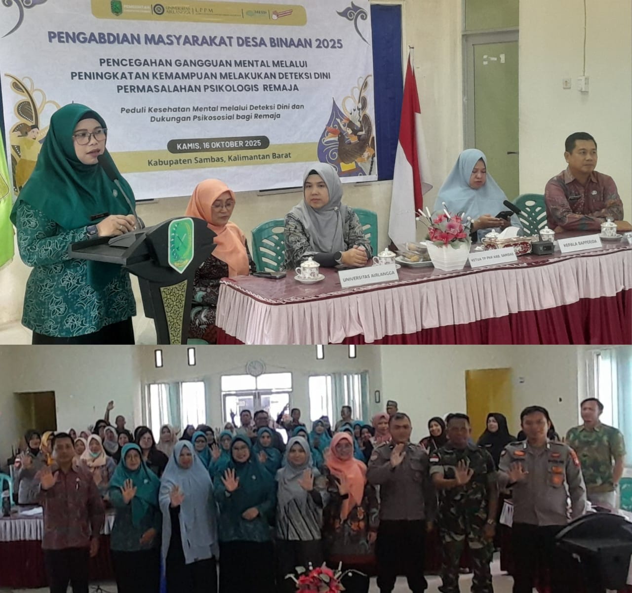 Pembukaan kegiatan pengabdian masyarakat Unair yang dilaksanakan di Kantor Camat Sambas.