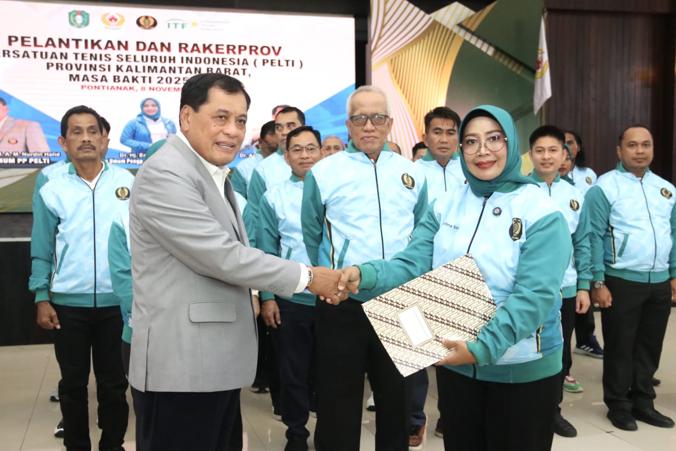 Pelantikan Pengurus Provinsi Persatuan Tenis Seluruh Indonesia (PELTI) Kalimantan Barat tahun 2025.