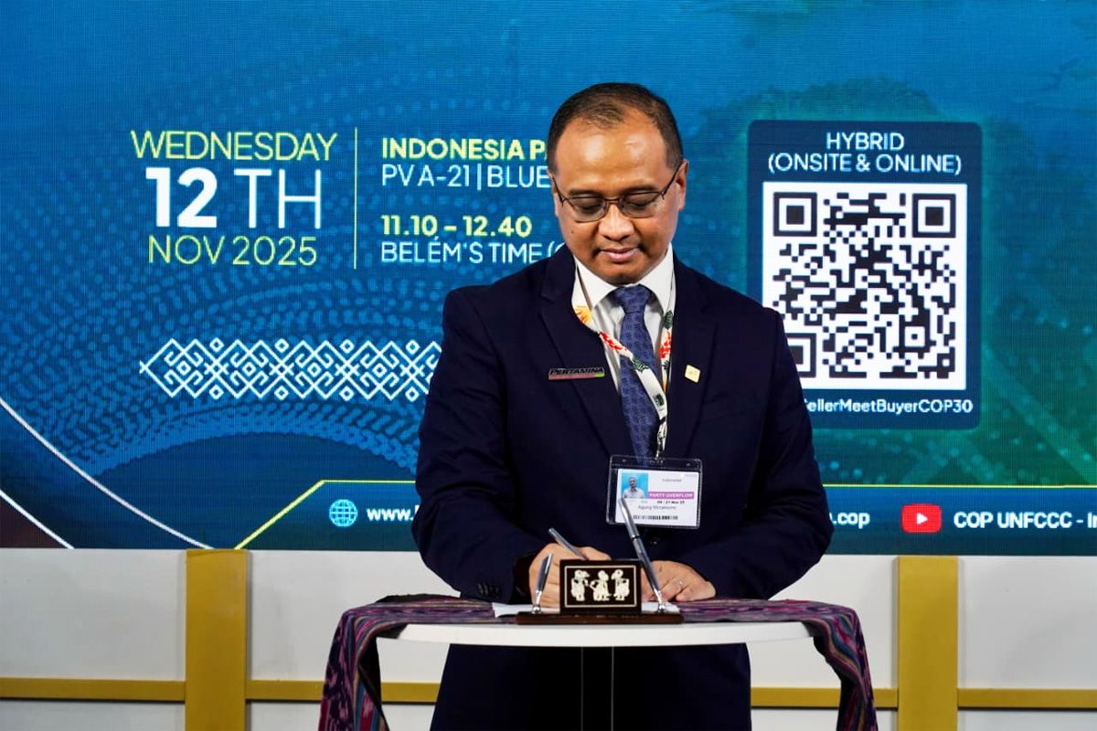 Direktur Transformasi dan Keberlanjutan Bisnis PT Pertamina (Persero), Agung Wicaksono di sela-sela KTT &  COP30, Belegravem, Brasil