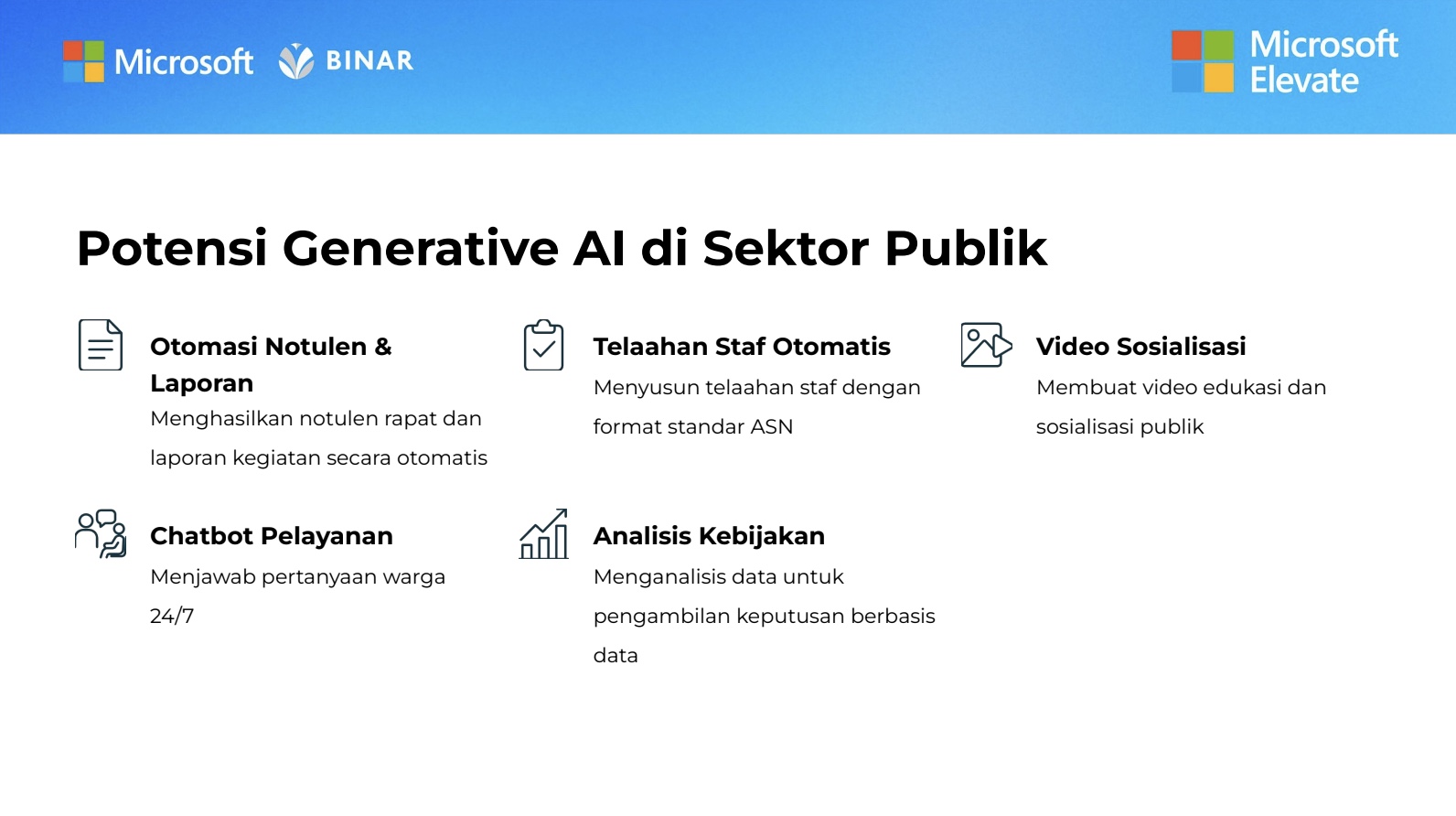 Dokumentasi materi pelatihan GARUDA AI - Potensi Generative AI di Sektor Publik.