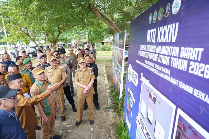 TINJAU: Gubernur Kalbar, Ria Norsan, meninjau lokasi Pantai Pulau Datok yang akan menjadi venue utama MTQ ke-34 pada Agustus 2026. Persiapan infrastruktur terus dipercepat.