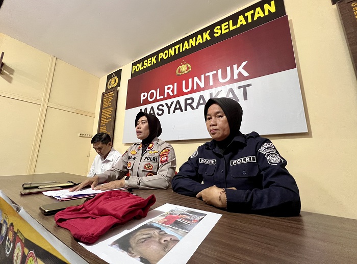 KONFERENSI PERS: Polsek Pontianak Selatan menggelar konferensi pers terkait pengungkapan kasus penganiayaan yang sempat viral di media sosial, Kamis (20/11).