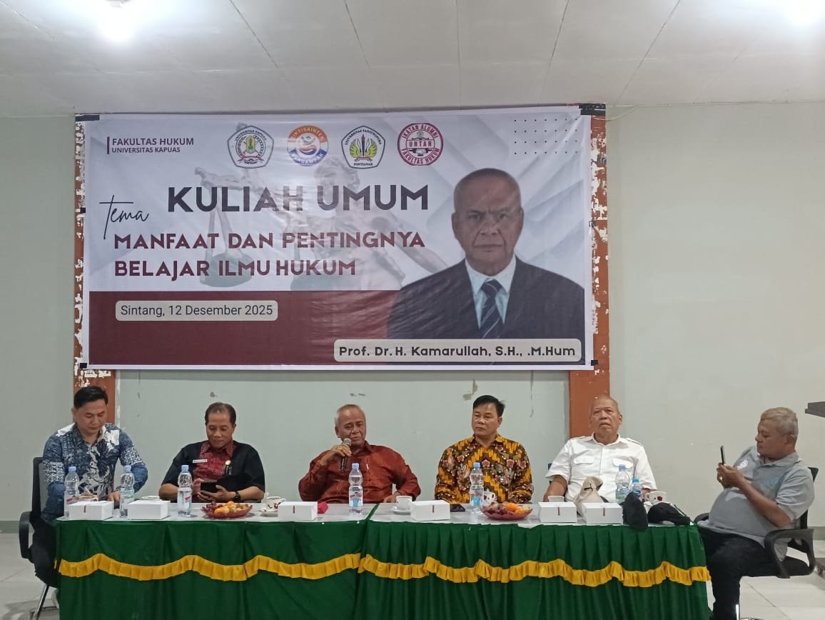 KULIAH UMUM: Suasana kuliah umum Fakultas Hukum Unka yang membahas tantangan penerapan ilmu hukum di lapangan.