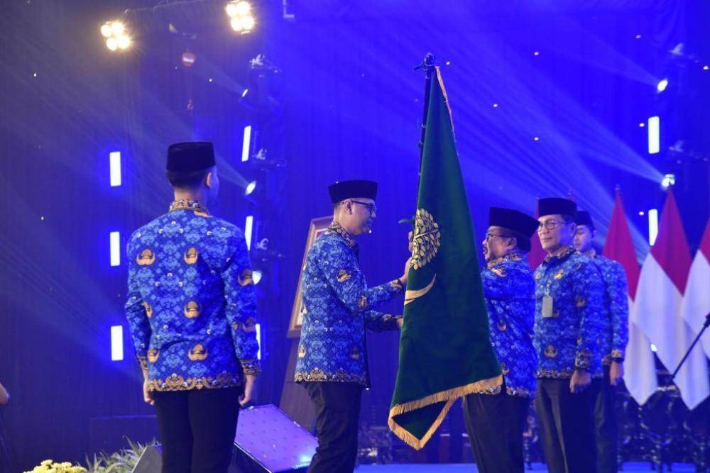 Pengukuhan Dewan Pengurus Korps Pegawai Republik Indonesia (KORPRI) Kementerian Hukum Periode 2025&ndash;2030 di Grand Mercure Kemayoran, Jakarta, Senin (15/12).