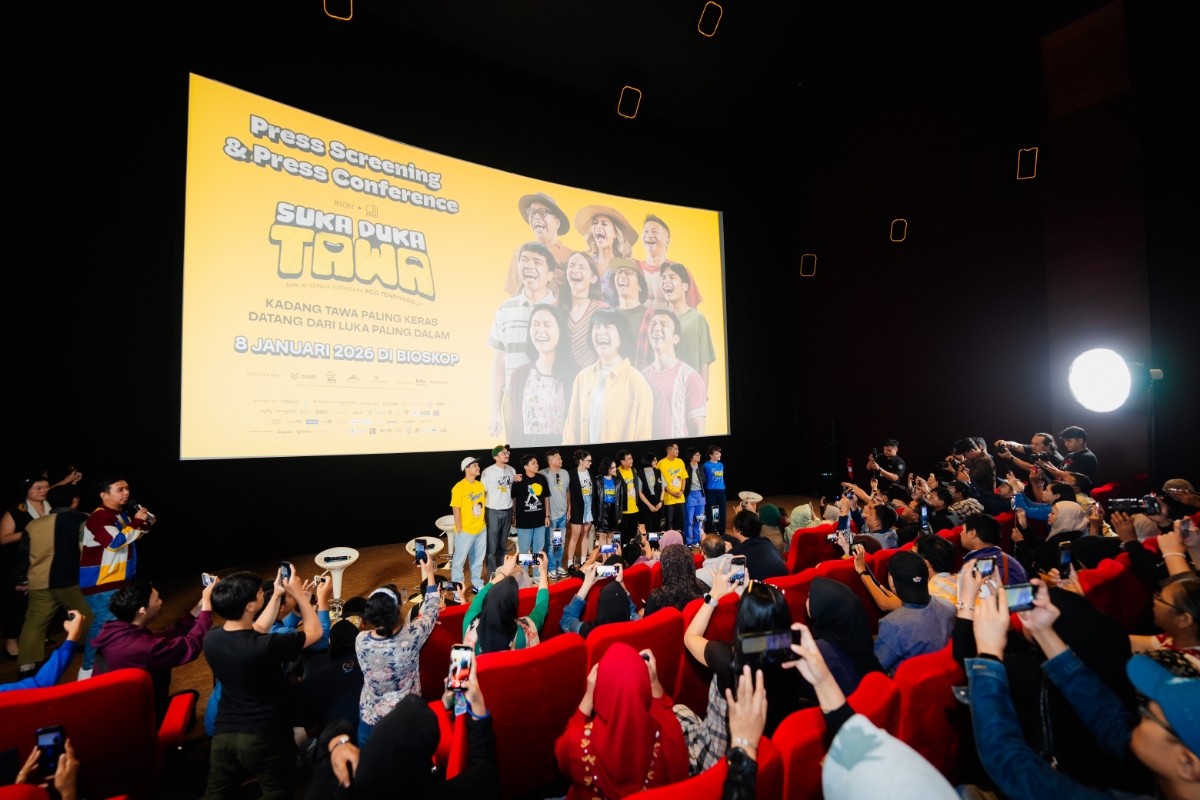 Suasana screening film Suka Duka Tawa, yang bakal tayang pada awal 2026 mendatang.