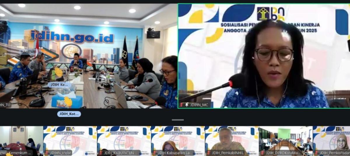 Kanwil Kemenkum Kalbar mengkkuti kegiatan sosuialisasi pedoman pelaporan dan penilaian kinerja anggota JDIH secara daring pada Senin (22/12).