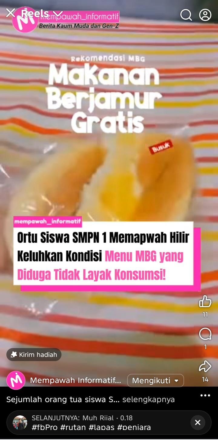 VIDEO VIRAL: Menu MBG di salah satu sekolah di postingan media sosial karena berjamur.