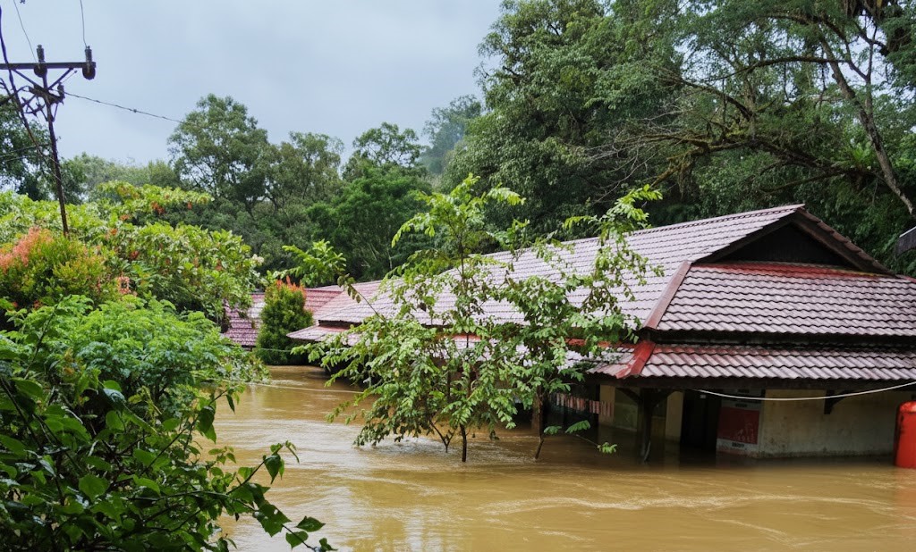RENDAM SEKOLAH: Banjir di Kecamatan Suti Semarang, Kabupaten Bengkayang merendam gedung sekolah, Jumat (9/1). Banjir besar juga melanda berbagai kabupaten/kota lain di Kalimantan Barat pada beberapa h