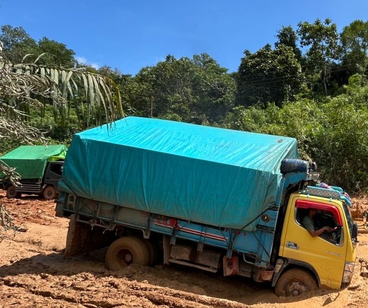 RUSAK: Salah satu ruas jalan provinsi di Ketapang yang rusak parah.
